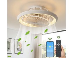 Rosnek Kristallen Plafondventilator met Verlichting - 49cm 360° Roterende Bladen - LED Plafonniere met Ventilator Dimbaar - Smart App - Woonkamer