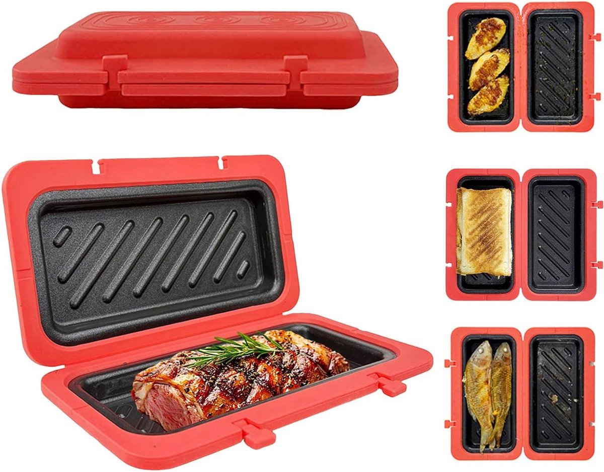 Tosti Maker - Kaas Smelter - Snelle Lunch - Magnetron Geschikt - 19 cm - Rood