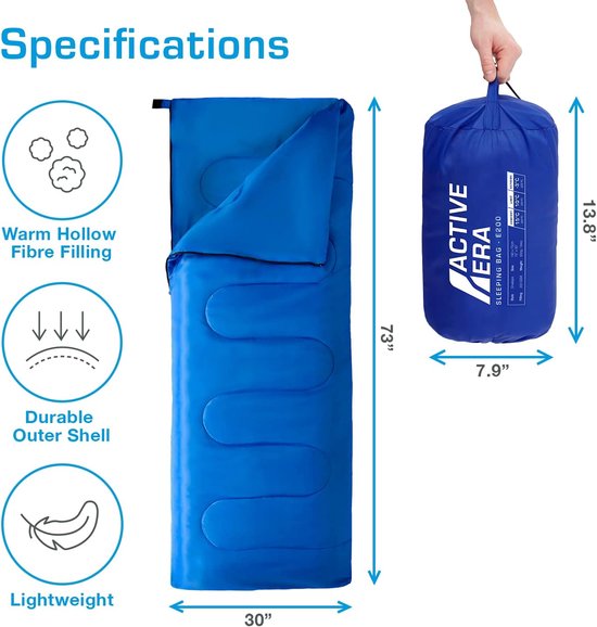 Slaapzak Dekbedmodel - Luchtbed Slaapzak - Kamperen Reizen - 200 GSM Vulling - 190 x 75 cm - Blauw — afbeelding 5