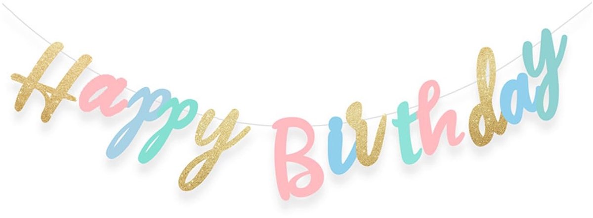 Dailygoods - Happy Birthday-banner - Feestdecoratie - Perfect voor verjaardagen - Vrolijke banner - Versiering voor elk feestje - Ideaal voor kinderen