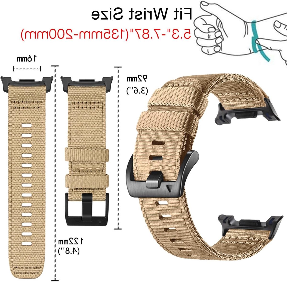 Nylon sportarmband voor Samsung Galaxy Watch 8 en Classic - geweven polsband voor 40 mm, 44 mm en 46 mm modellen, ademend en comfortabel