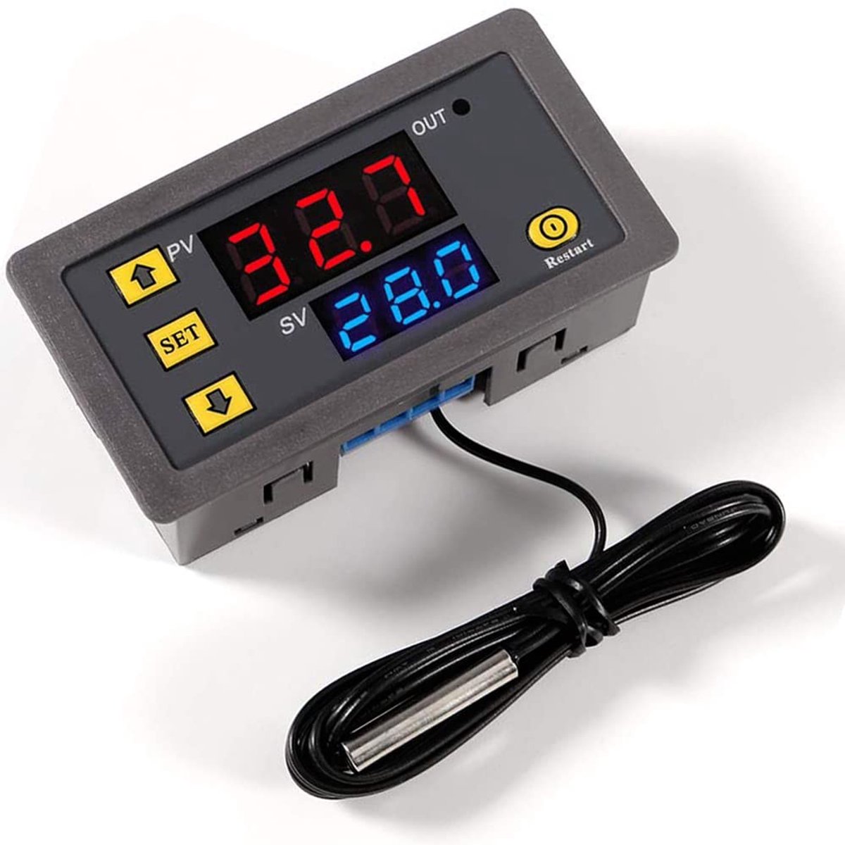Dailygoods - Digitale Temperatuurcontroller - NTC 10K Probe - Verwarming en Koeling Thermostaat - 12V 20A - Temperatuurregeling - Geschikt voor Huis e