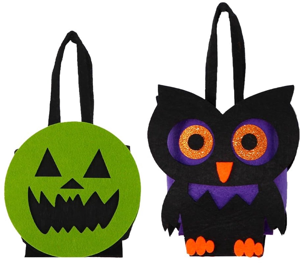 Dailygoods - Halloween traktatie geschenkzakken - herbruikbare tassen - unieke ontwerpen - 2 stuks - voor kinderen - ideaal voor snoepjes