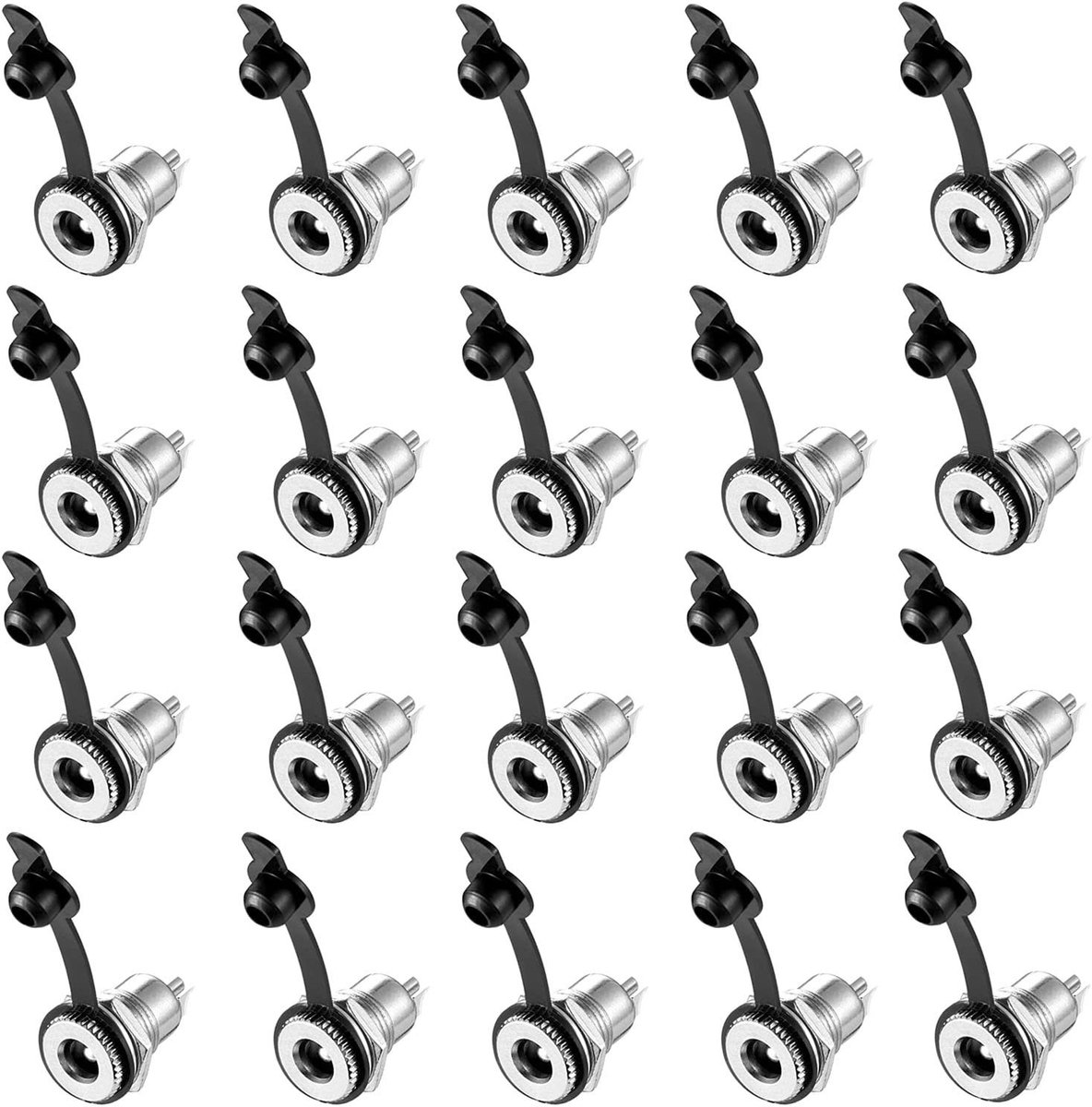 20pcs DC Power Socket 5.5 x 2.5mm - Low Voltage Connector met Stofkap