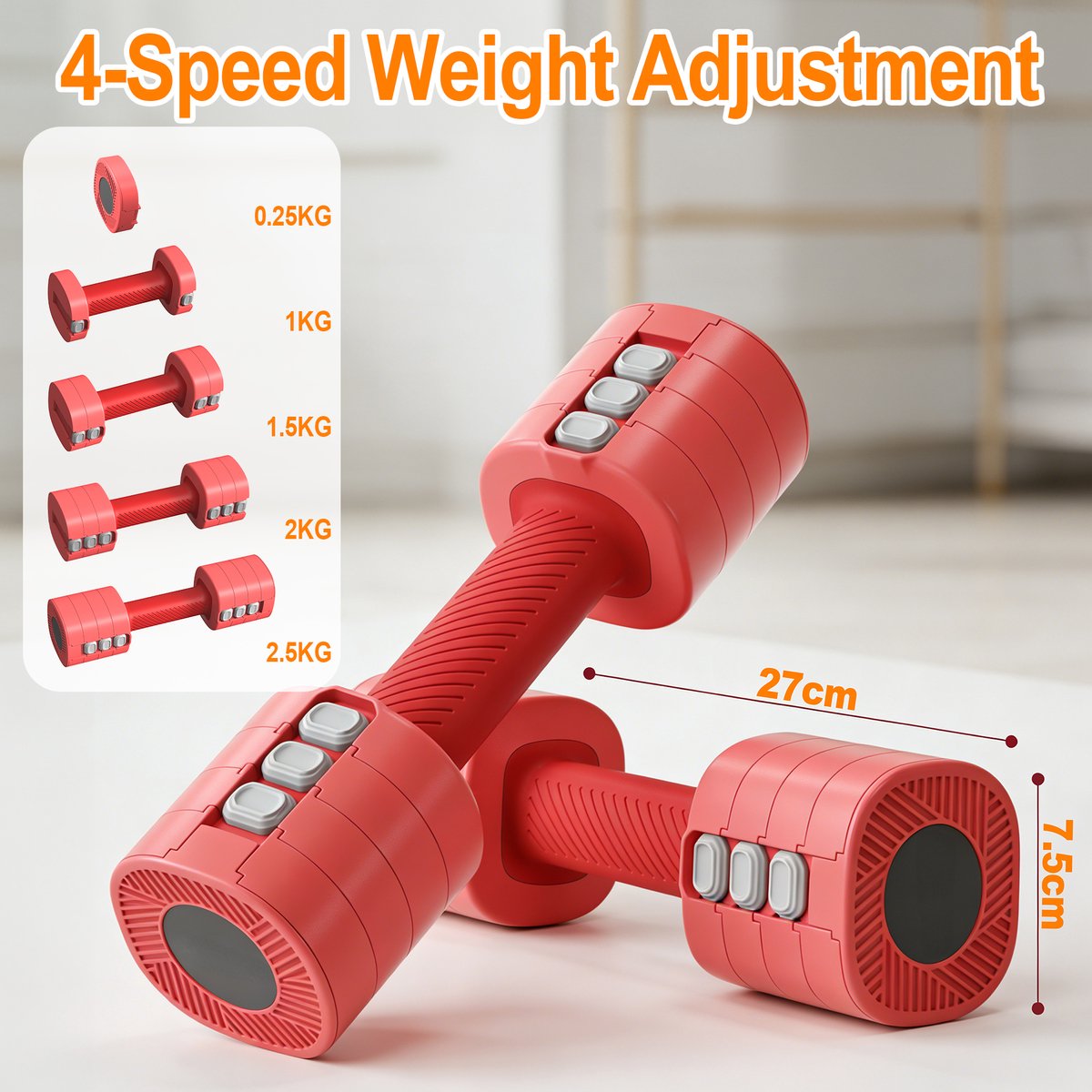 MettleMatic Verstelbare Halters Set - 5kg (2x2.5kg) - Gietijzeren Halters - Handgewichtenset voor Krachttraining - Fitness - Antislip thumbnail 2