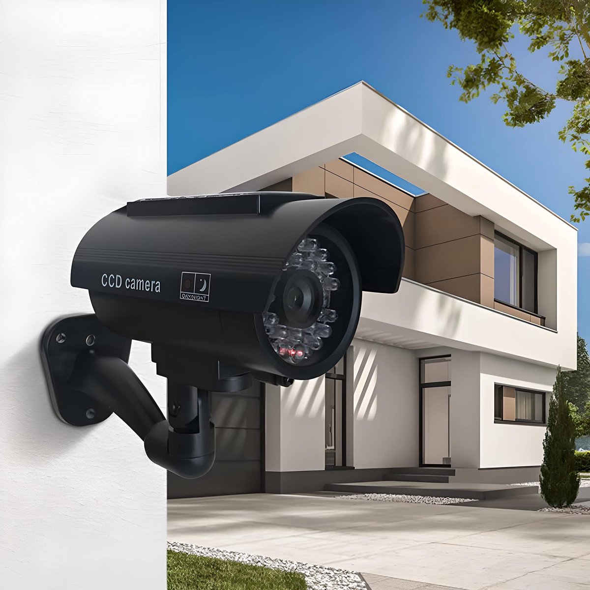 Swivelling Dummy Solar Camera - Zwart, 360 Graden Beweegbare Nepcamera met Solar Paneel