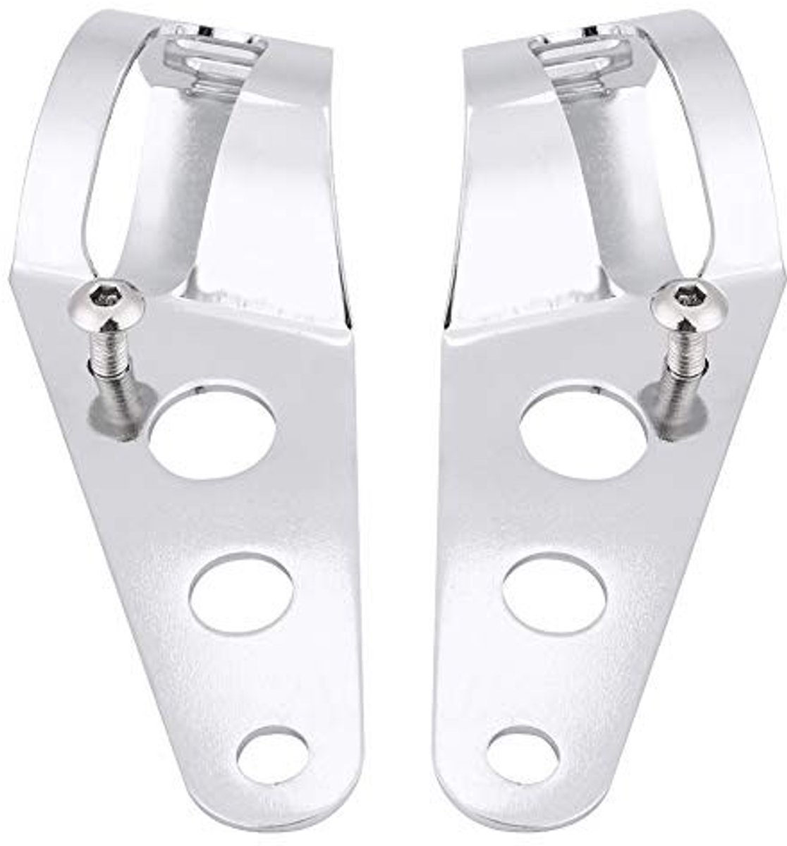Vlemico - Koplamp Montage Klem - Motorfiets Beugel - Geschikt voor Chopper en Cafe Racer - Chroom - Vork Buis Klem - 35 tot 43mm
