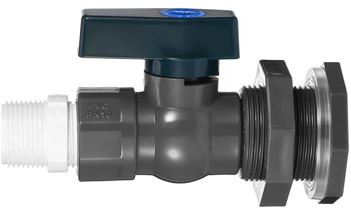 Vlemico - Regentonkraan PVC 3/4 inch - Regelventiel met slangadapter - Ideaal voor aquaria en zwembaden - Multifunctioneel - Eenvoudige installatie...