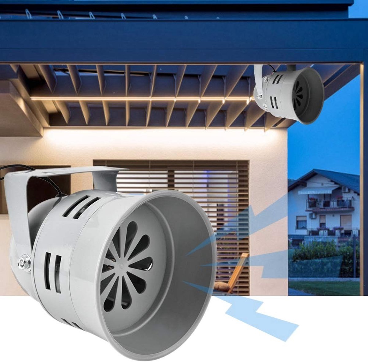 By shayne - Elektrische Motor Aangedreven Alarm - 120 Decibel Sirene - Veiligheidssystemen - Grijs - Brandalarm - Ideaal voor Huisbeveiliging - Wandm.