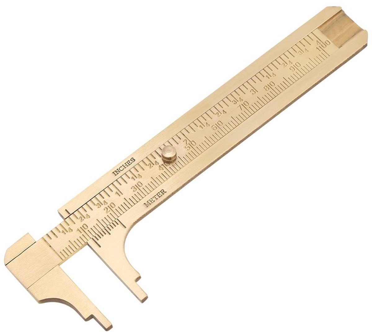 Smoakez - Caliper - Meten - Vintage stijl - 100mm - Dubbele schaal - Hoogwaardige messing pocket ruler - Geschikt voor precisiewerk