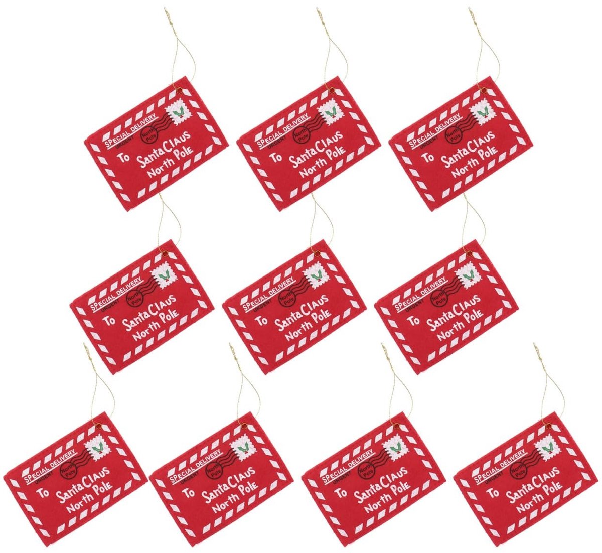 Smoakez - Kerstmis Envelop Brief aan de Kerstman - Herbruikbare Decoratie - 10 Stuks - Vilten Enveloppen - Nostalgisch Kerstcadeau - Perfect voor K...
