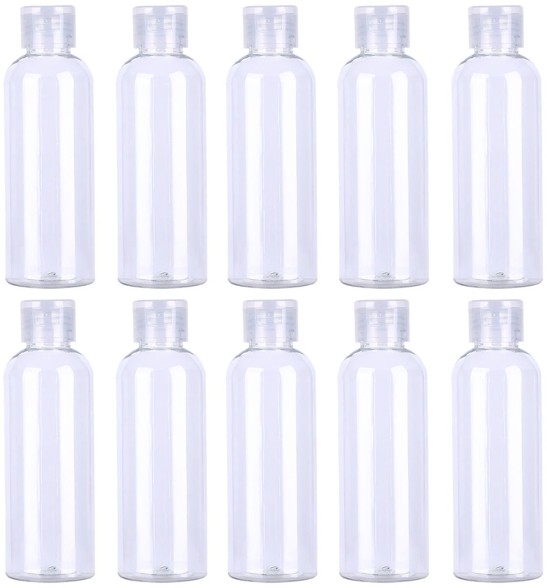Dailygoods - Reisflessen Set - 10 stuks 100 ml - Draagbaar en lichtgewicht - Lege Dispenser - Transparante Flessen - Geschikt voor Cosmetica - Met Tre