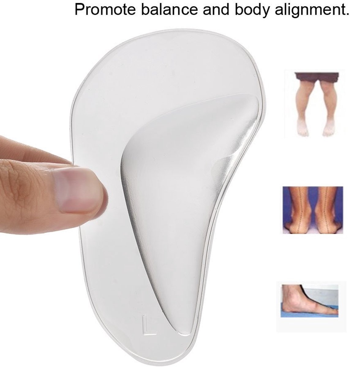 Dailygoods - Gel Arch Inlegzolen - Orthopedische Voetsteun - Transparant - Siliconen Ondersteuning - Geschikt voor Platte Voeten - 2 Paar