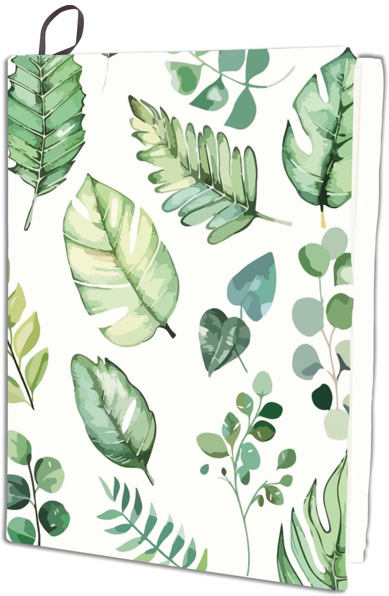 Dailygoods - Boekomslag - Herbruikbaar - Groene bladeren - Nylon boekbeschermer - Elastische notebookwraps voor 9 x 11 inch boeken