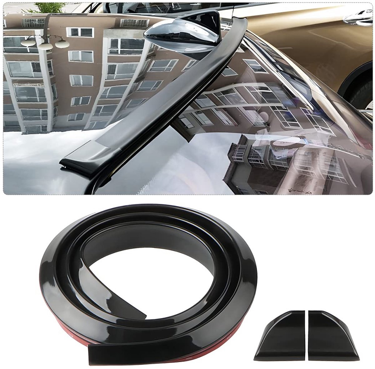 Dailygoods - Auto-achterspoiler - Kofferbakspoiler - Eenvoudige installatie - Glanzend Zwart - Waterdicht rubber - Geschikt voor veel voertuigen - 3,5