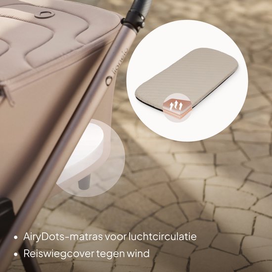 Lionelo Carmine Kinderwagen 3 in 1 - Inclusief Astrid i-Size Autostoel - GravelTech All-Terrain Wielen - 3D Ventilatie & AiryDots Matras - Anti-Reflux Reiswieg - Comfortabele Vering - Inklapbaar met Zitting - UPF50+ - Complete Accessoireset van LIONELO — afbeelding 5