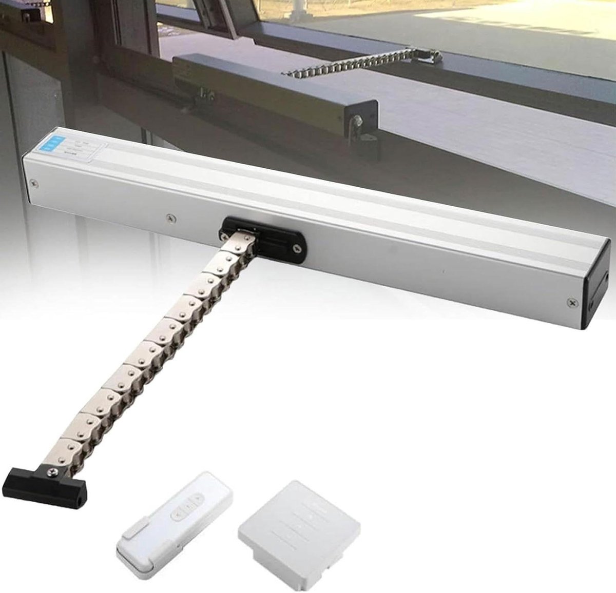 Elektrische raamopener - Automatische opener - Ventilatie verbeteren - Stille werking - 300-1000 mm slag - Zilver