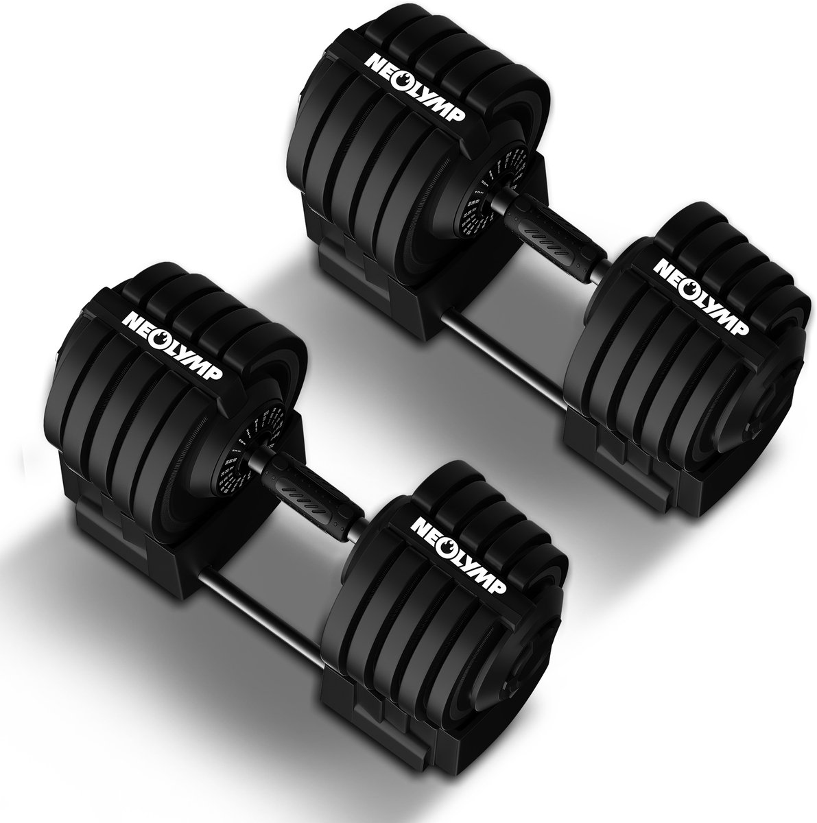 NEOLYMP Verstelbare dumbbells 40kg (set van 2) – 12 gewichtsniveaus met draaigreep