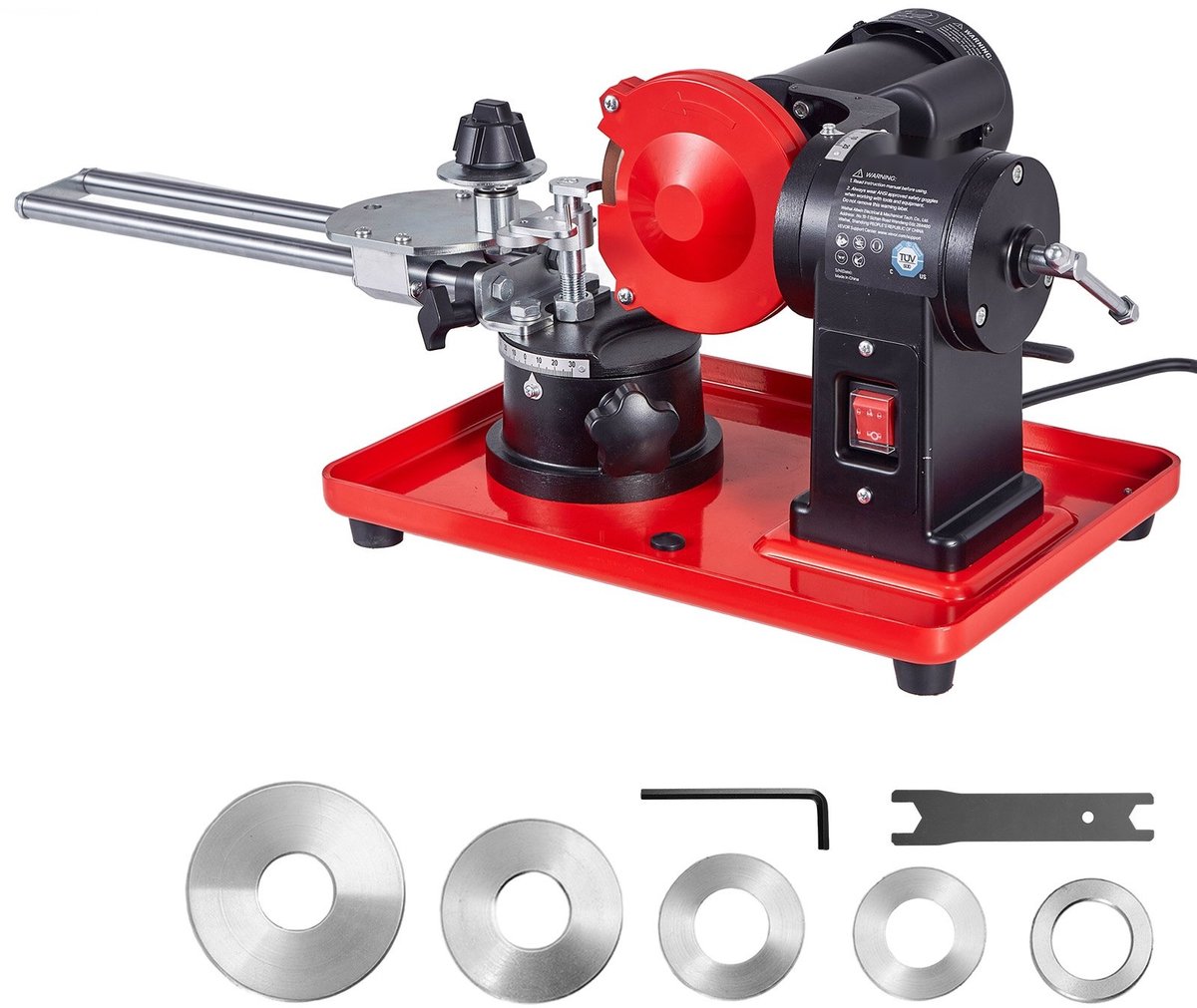 Cirkelzaagblad Slijper - Elektrische Slijpmachine - Vermogen 370 W - Toerental 2890 tpm - 125 mm Slijpschijf - Verstelbare Hoek - Voor Zaagbladen 80-700 mm - Houtbewerking