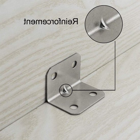 100 Stuks RVS Hoekbeugels, L-vormige Steunbeugels voor Zware Toepassingen, 90 Graad Hoekbeugels voor Planken en Meubels, 32x23.5mm — afbeelding 3