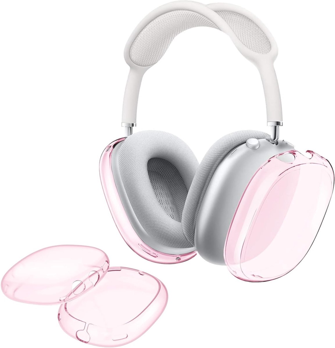 Dunne en zachte hoes voor AirPods Max, schokbestendig en stofdicht, wasbare oorkussenbescherming in roze