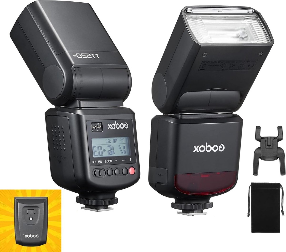 Universele Flitser met Draadloze Trigger en GN33, 8 Vermogensniveaus, Geschikt voor Canon, Nikon en Fujifilm