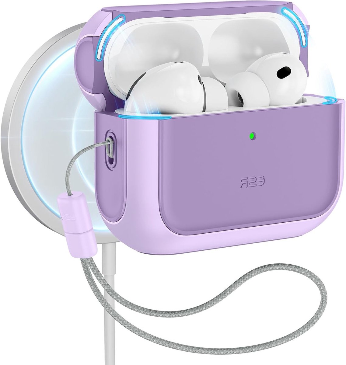 Beschermende Hoes voor AirPods Pro 3 - MagSafe Compatibel, Volledige Bescherming, Inclusief Polsband, Paars