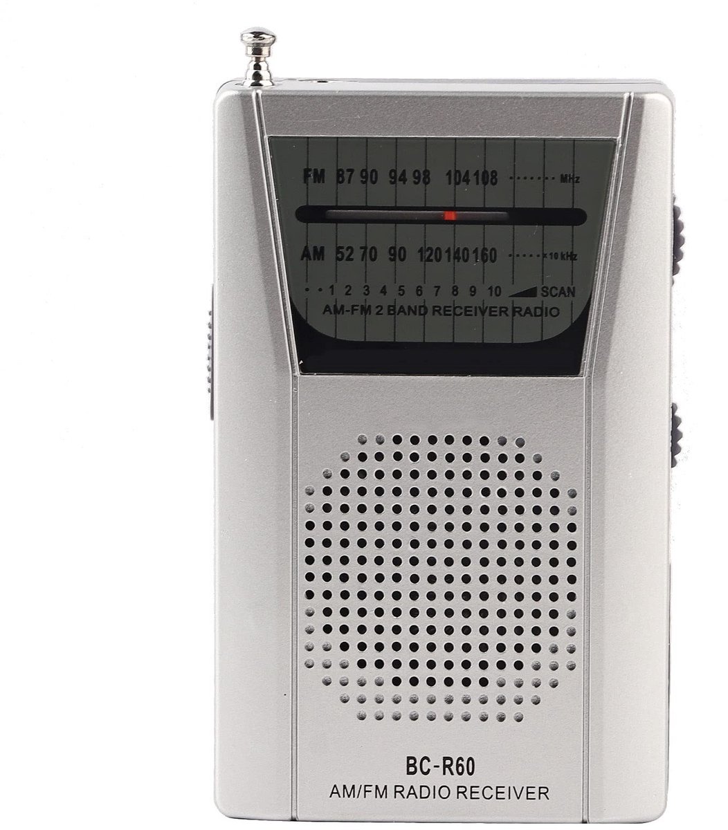 Zeynomax - Draagbare Radio - Mini-radio - Persoonlijke Radio - Zilver - Wereldontvanger - Ingebouwde Luidspreker - Geschikt voor onderweg - Compact ..