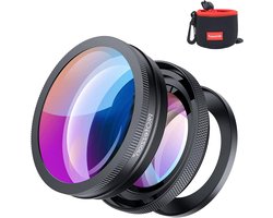 HD 18mm Groothoeklens en 10X Macro 2-in-1 Extra Lens voor Sony Camera's zoals ZV1, RX100 en A6400