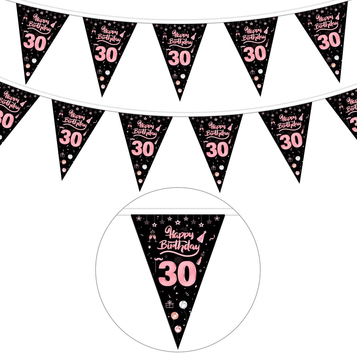 Smoakez - Stoffen Slinger - Verjaardag Decoratie - Roségoud - Wimpeldecoratie - Banner voor 30e Verjaardag - Geschikt voor Man en Vrouw