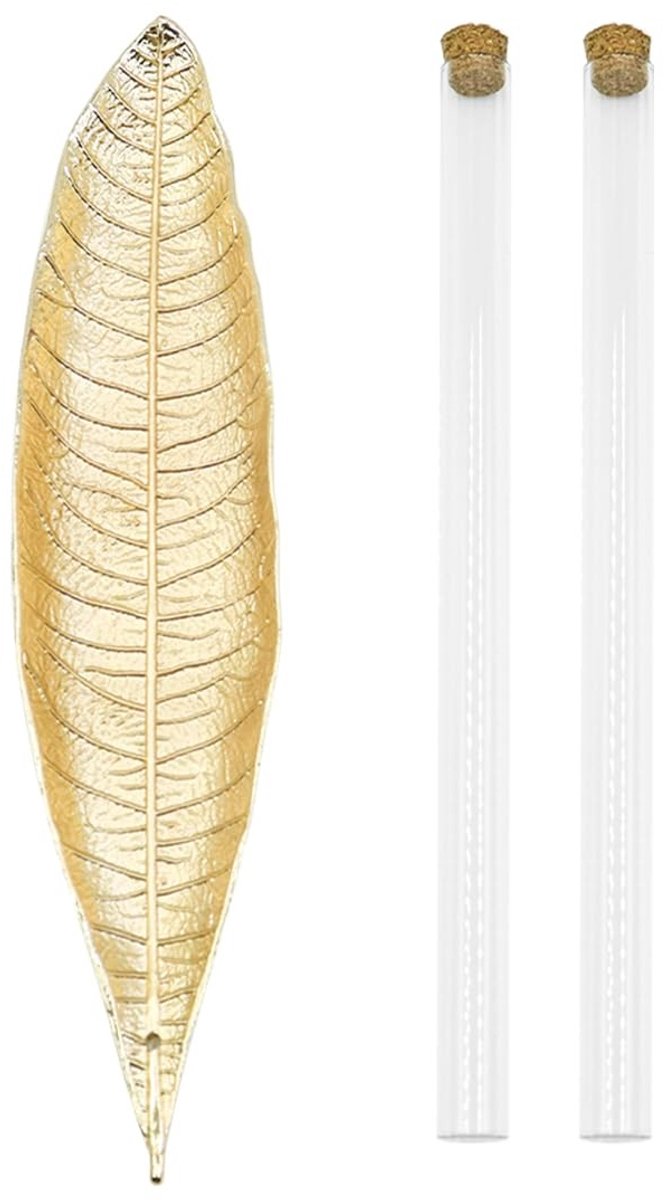 Livia home - Wierookstokhouder - Metalen bladeren - Lange wierookbrander - 25 cm - Geschik