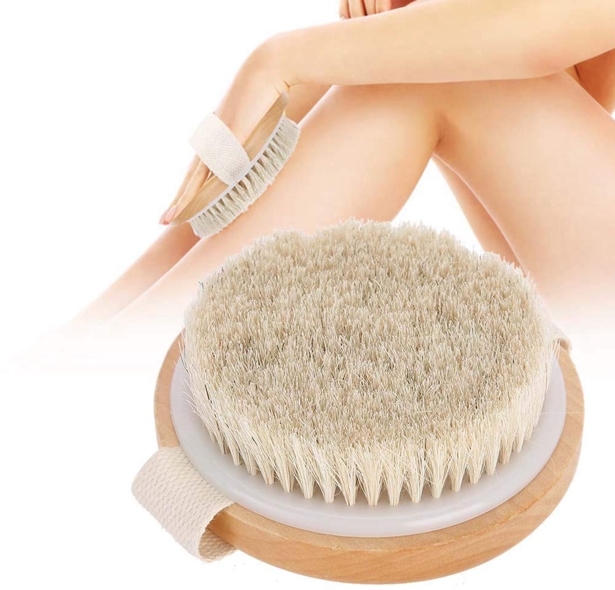 Livia home - Droge huid Lichaamsborstel - Zachte badborstel - Perfect voor huidreiniging - 11 x 11 cm - Massageborstel - Ideaal voor een ontspannende