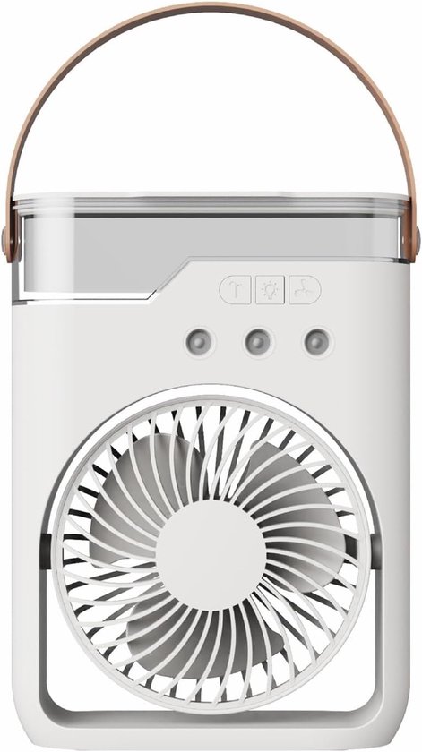 Draagbare vernevelingsventilator met waternevel, 5 windsnelheden, nachtlampje, compact & draagbaar (wit)