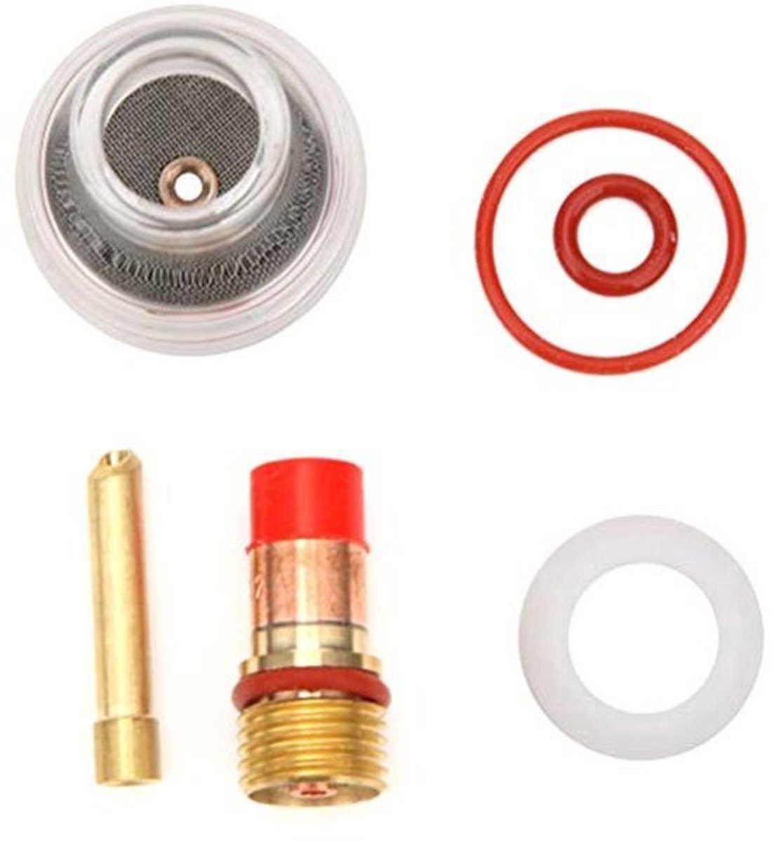 Gas Lens Kit WP-17/18/26 - Collet Body en Glaskap met Rubberring (3.2mm)