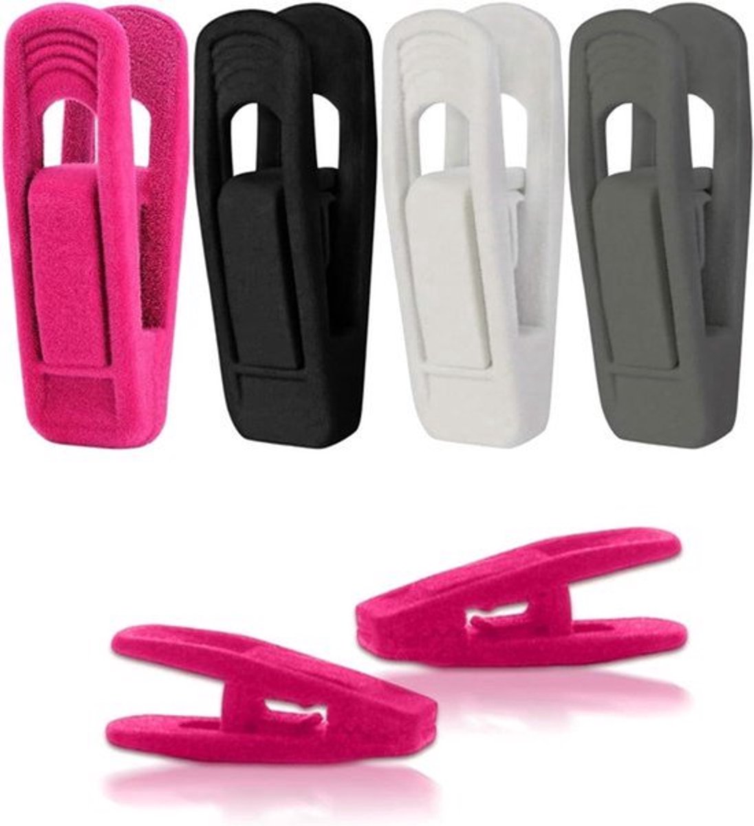 Set van 4 Fluwelen Kleerhangers met Klemmen - Geschikt voor Broeken - 4 Kleuren