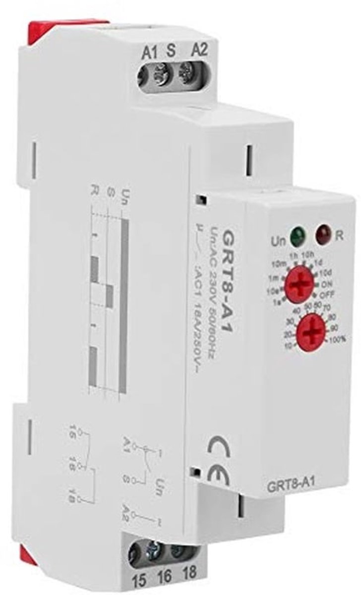 Tijdrelais Set - Panelknop - Vertraging relais AC 220V - 35mm Din Rail