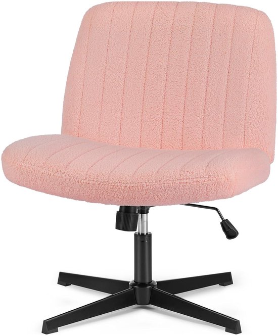 Bureaustoel Verstelbaar 40–50 cm – Kruisvoet Stoel Zonder Wielen en Armleuningen – Fluwelen Ergonomische Vrijetijdsstoel met Schuimvulling – 136 kg Draagvermogen