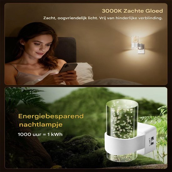 carmdering - Stekkerlamp - Nachtlampje met bewegingssensor - Stekkerlamp - Nachtlampje Stopcontact - Stekkerspot - Warm Licht - ABS-Kunststof - Wit- 2 stuks van Carmdering — afbeelding 4