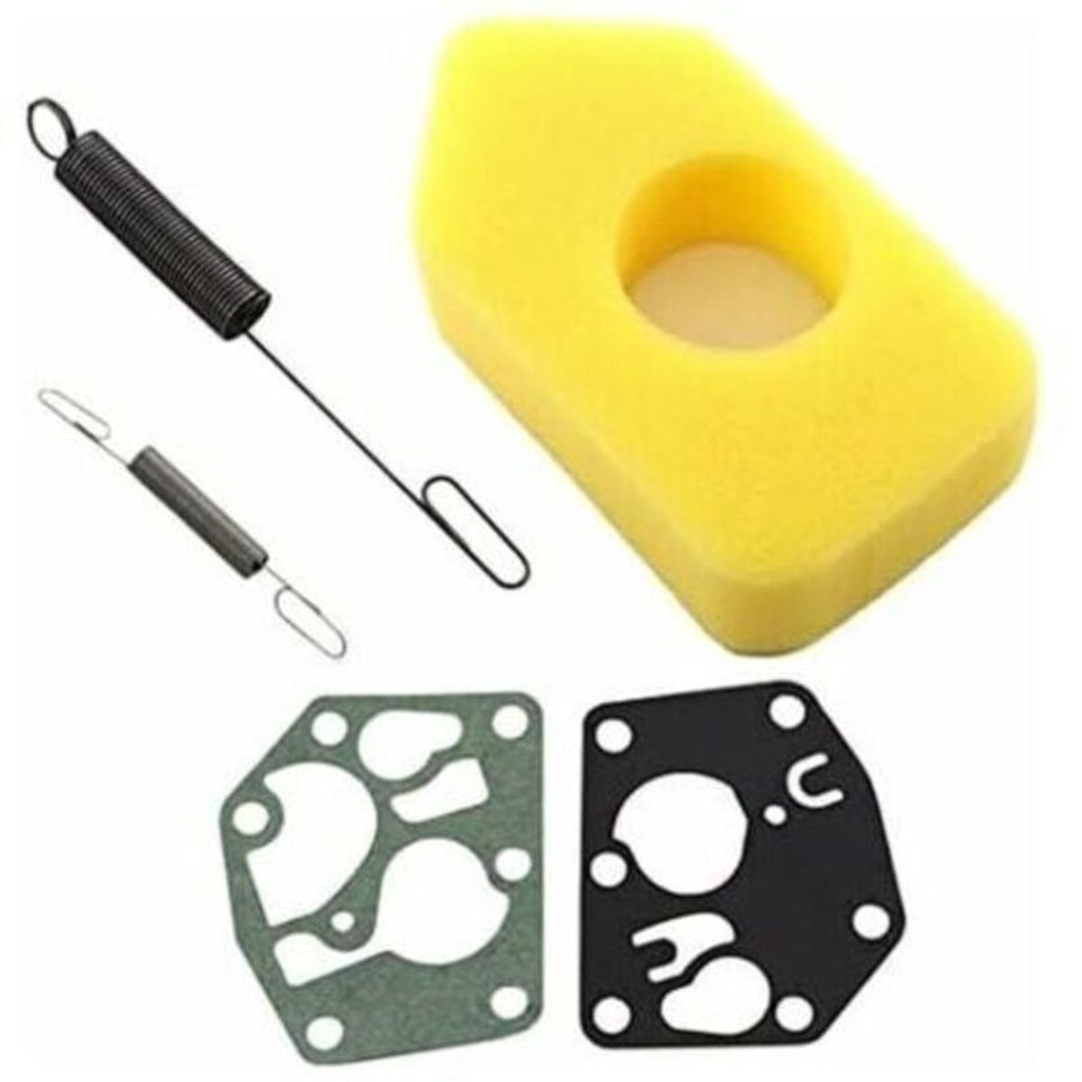 Geschikt voor Briggs & Stratton 3,5-4,5 pk Classic Sprint Quattro 450 500 550 serie motoren: luchtfilterunit 698369, stelveer 691859, membraan 495770, 795083.
