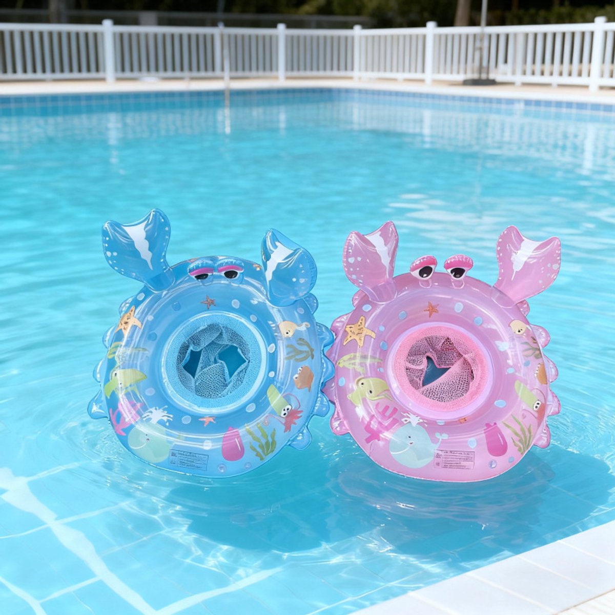 Zwemzitring in de vorm van een krab — Opblaasbare onderarm-zwemband voor baby's (0–4 jaar) — Buitendiameter 55 cm — 2-pack