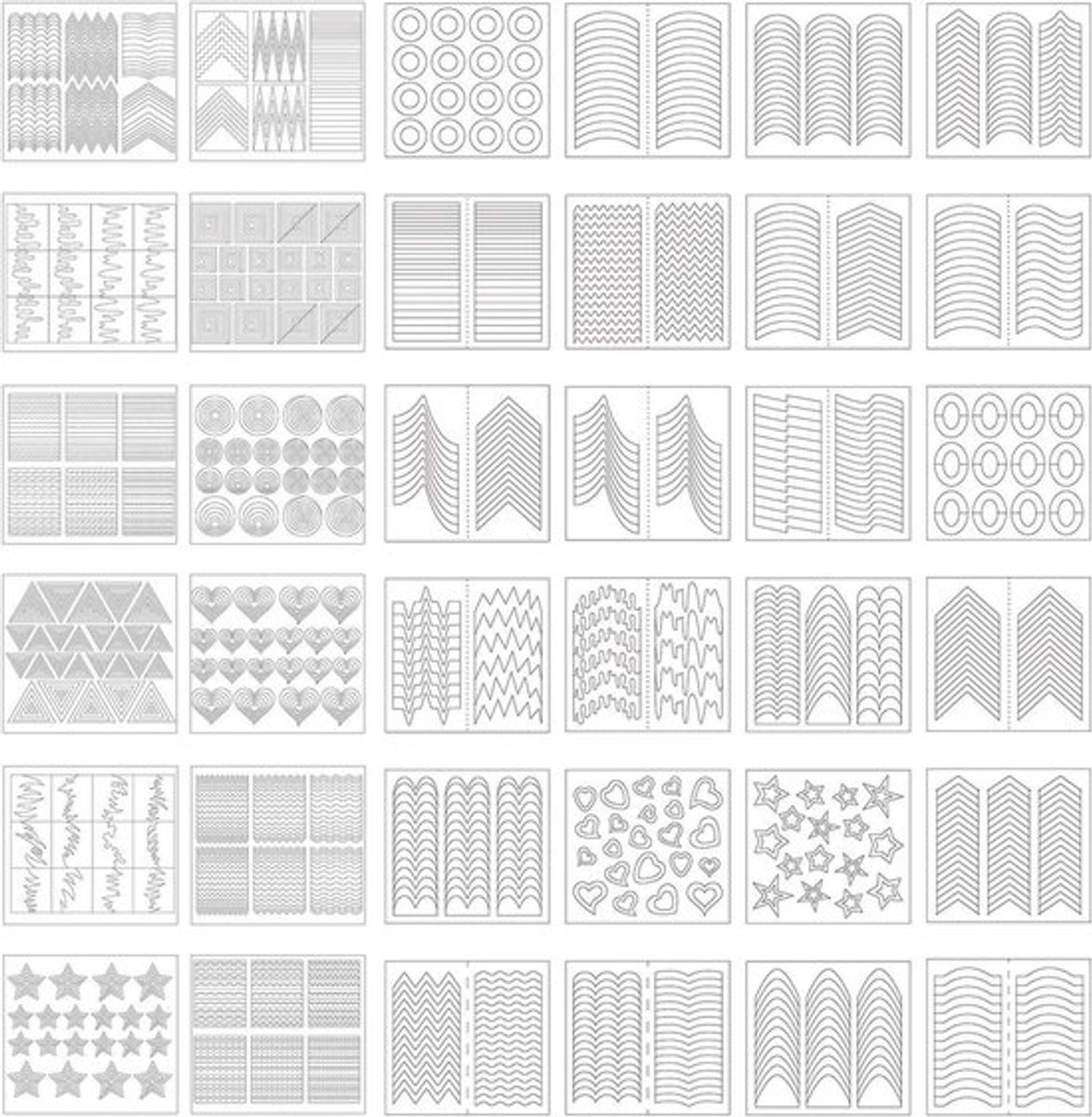 Nail art sjablonen Franse tip gids sticker vinyl - 1275 stuks, 49 ontwerpen, 36 vellen
