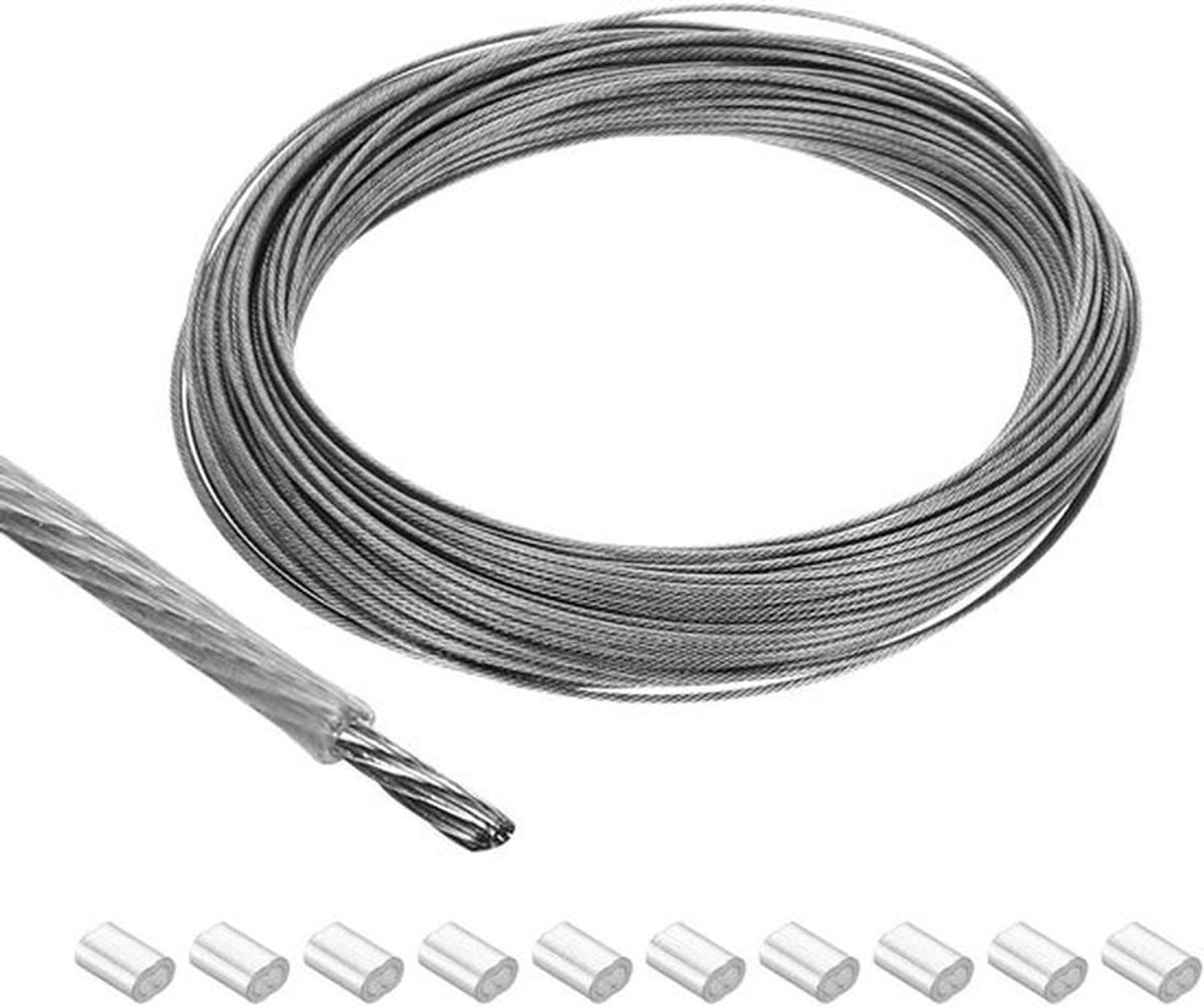 Roestvrijstalen kabel 1,2mm vinylcoating - Waslijn op te hangen - Transparant