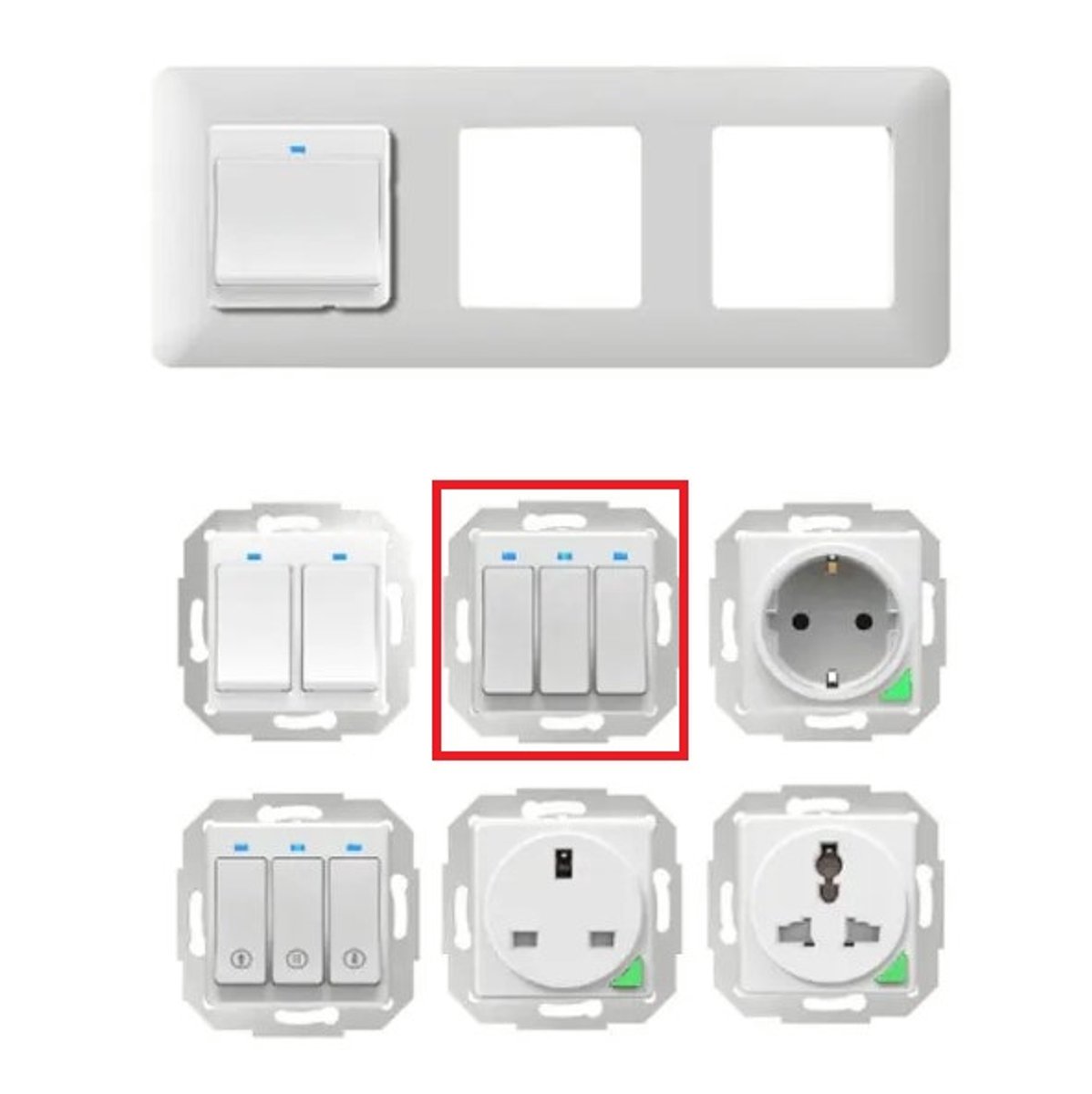 Tuya Inbouw Wifi 3-Voudig Slimme Lichtschakelaar
