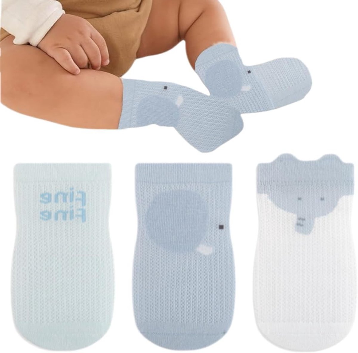 Comfortabele antislip sokken voor baby's - 3 paar extra grip sokken voor veiligheid en avontuur zonder uitglijden