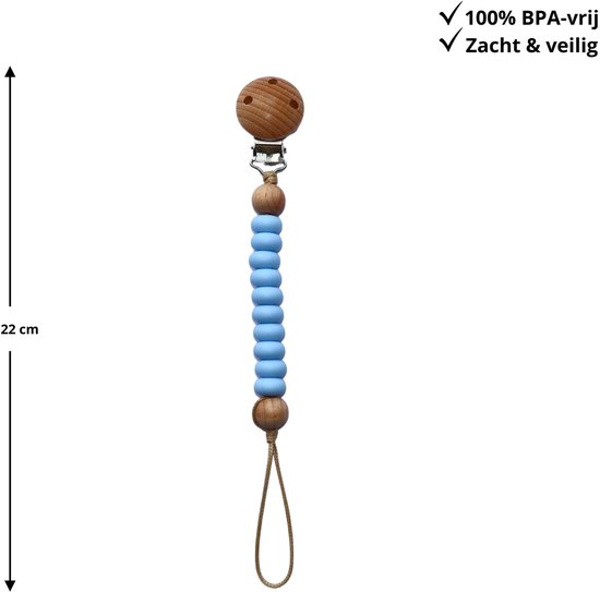 Zibbi Nordic Speenkoord Sky Blue - Luxe Siliconen Speenclip - BPA Vrij van Zibbi — afbeelding 2