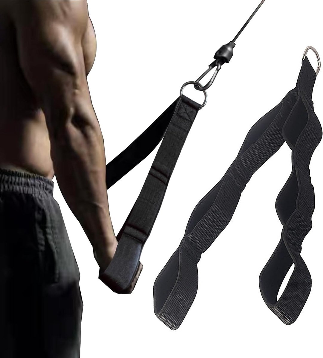 Tricep Touw voor Fitness - Verstelbare Lengtes, Ideaal voor Pull Ups, Biceps en Triceps Oefeningen, Professionele Gym Accessoires in Zwart