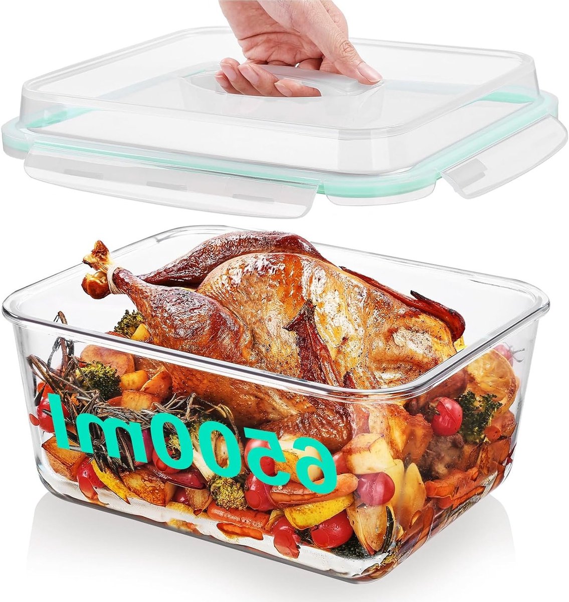 Grote 6.5L Vershoudbox van Glas met Deksel, Luchtdicht en Vriesbestendig, Ideaal voor Vlees, Fruit en Gerechten voor Feestjes