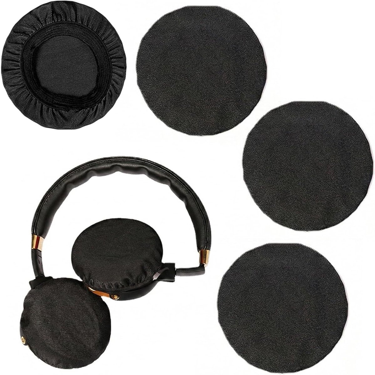 Wasbare hoofdtelefoonhoezen - 4 stuks, herbruikbaar, stofdicht en ademend, geschikt voor hoofdtelefoons van 6 tot 9 cm, elastisch en comfortabel