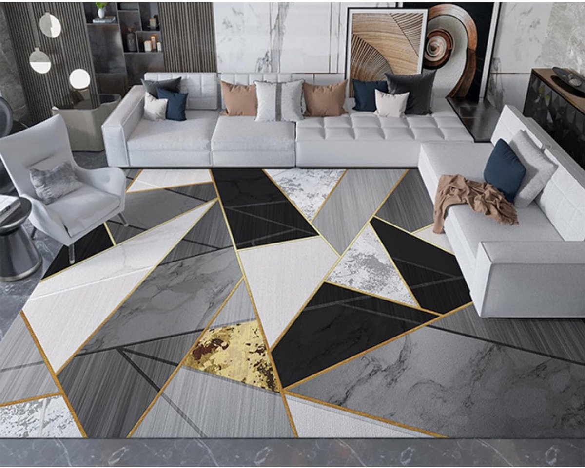 Moderne rechthoekige vloerkleed voor woonkamer en slaapkamer, antislip, wasbaar, groot en decoratief, ideaal voor speelkamers en kinderkamers