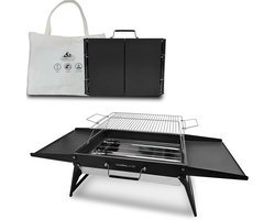 Opvouwbare Draagbare Houtskool Grill 51 x 35 cm - Compacte BBQ voor Camping, Picknicks en Tuinfeesten